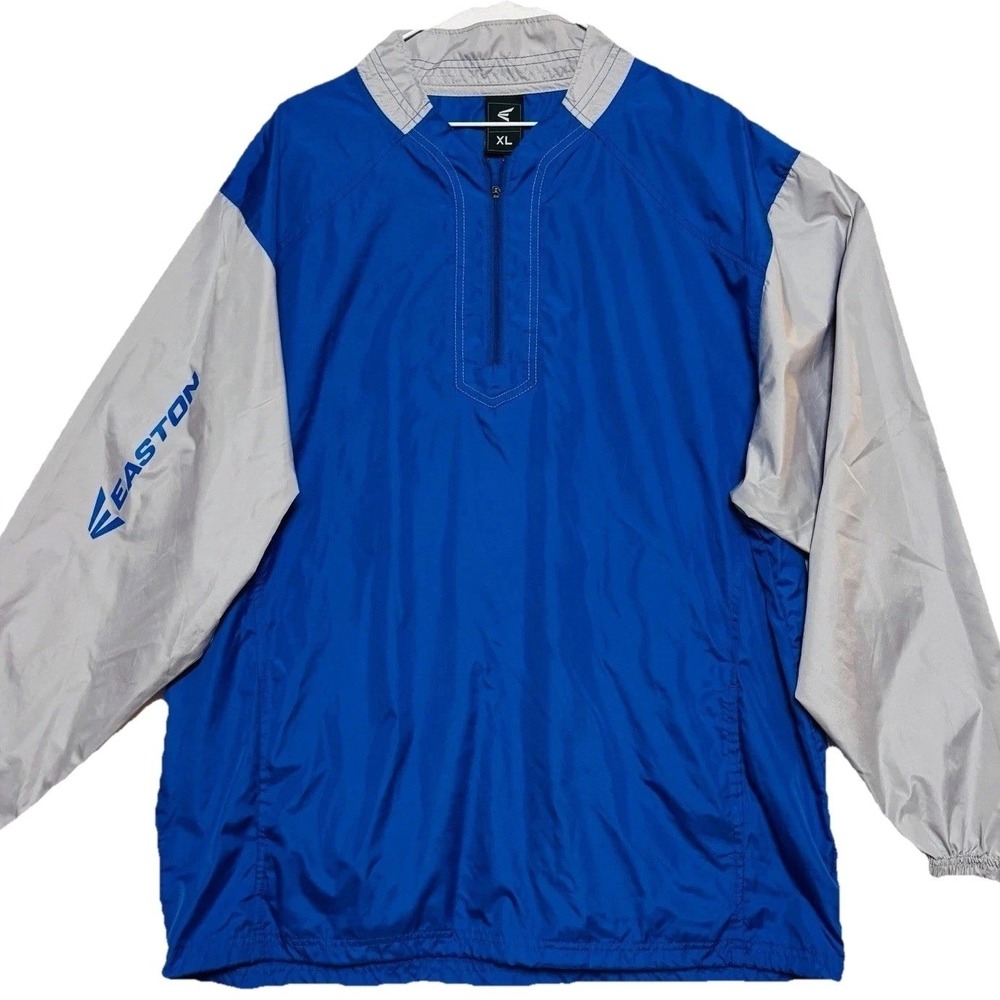 Easton 1/4 Zip Baseball Batting Cage Jacket Windbreaker Blue Gray Mens XL‎ Retro